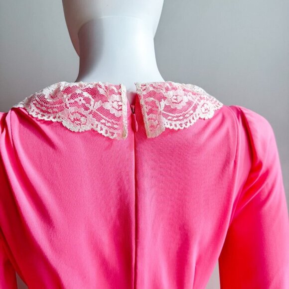 Vintage Barbie Pink Lace Detail Empire Waist A Line Maxi Dress S - Picture 8 of 9